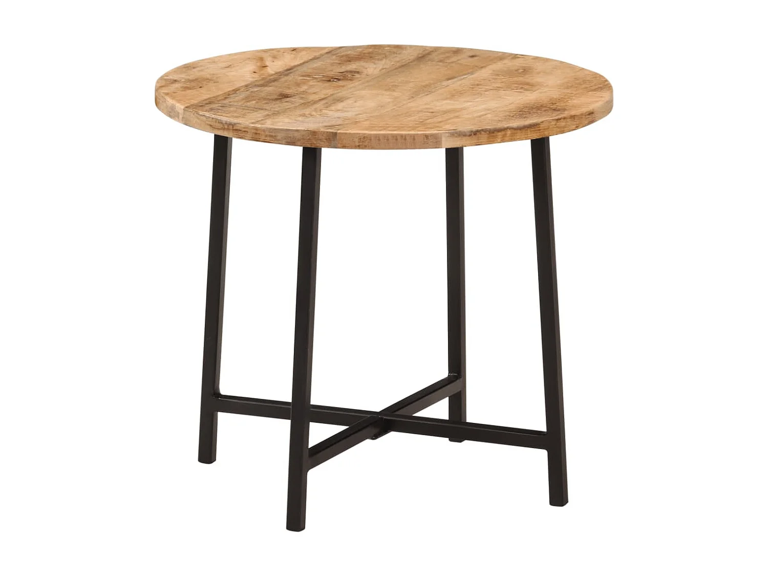 Mesa de centro hierro y madera maciza de mango 45x45x40 cm