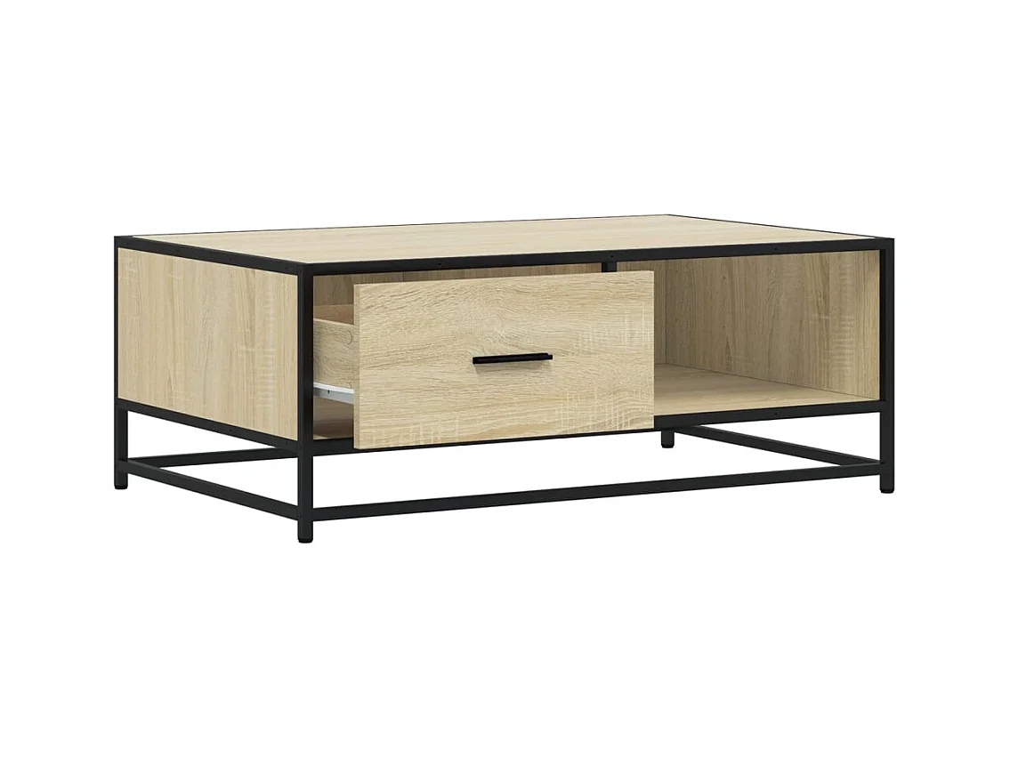 Table basse chêne sonoma 90x57x35 cm bois d'ingénierie et métal