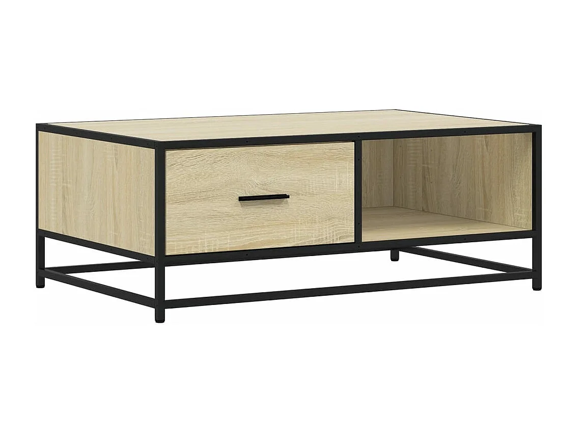 Table basse chêne sonoma 90x57x35 cm bois d'ingénierie et métal