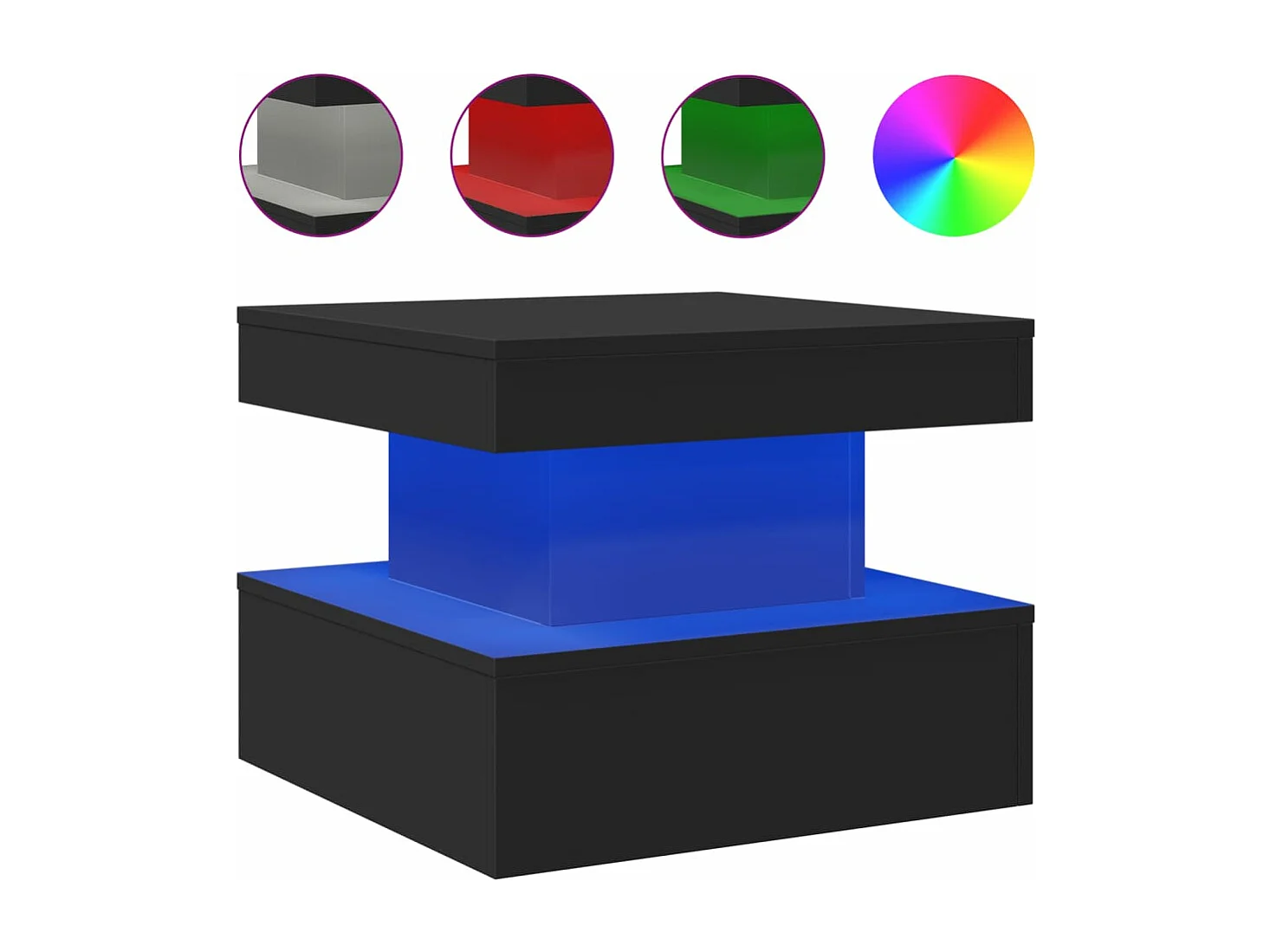 Salontafel met LED-verlichting 50x50x40 cm zwart