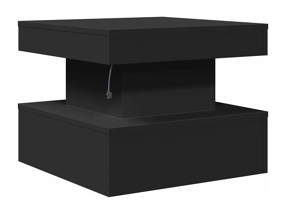 Table basse avec lumières LED noir 50x50x40 cm