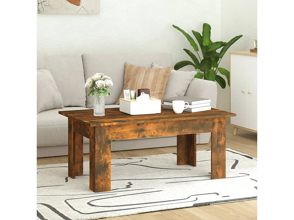 Mesa de centro madera contrachapada roble ahumado 100x60x42 cm