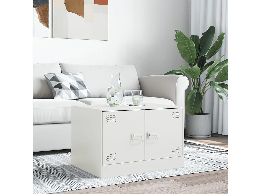 Table basse blanc 67x50x44 cm acier