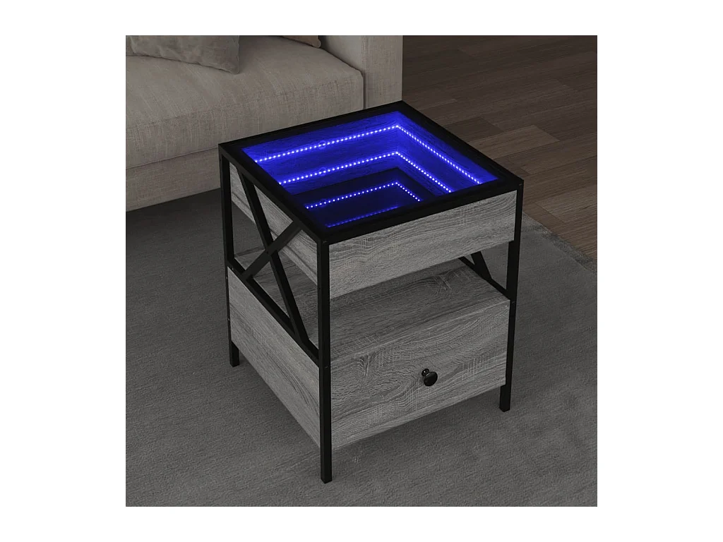 Table basse avec LED Infinity sonoma gris 40x40x51 cm