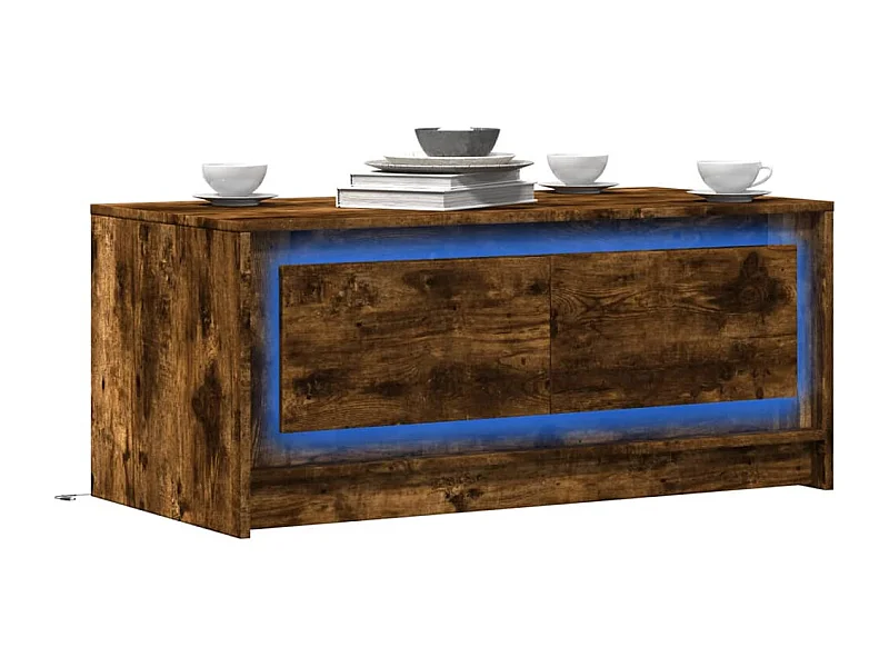 Salontafel met LED-verlichting bewerkt hout gerookt eikenkleur