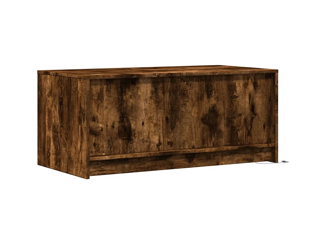 Table basse avec lumières LED chêne fumé ois d'ingénierie