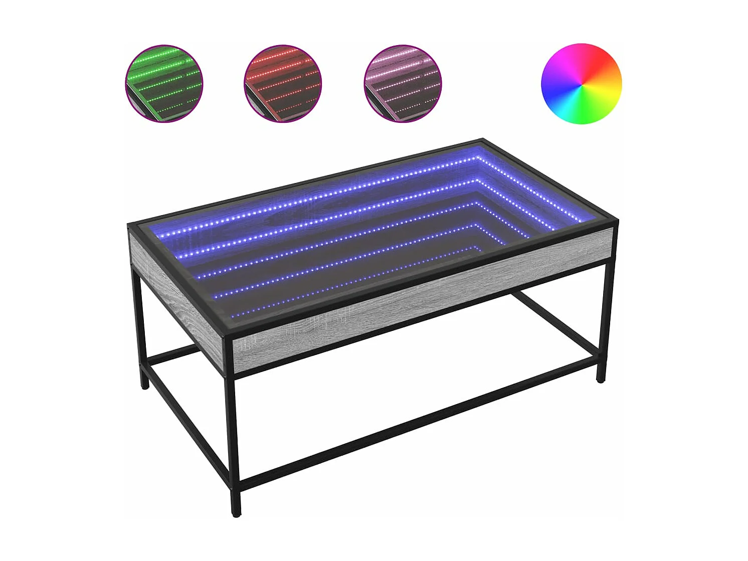 Table basse avec LED infini sonoma gris 90x50x41 cm