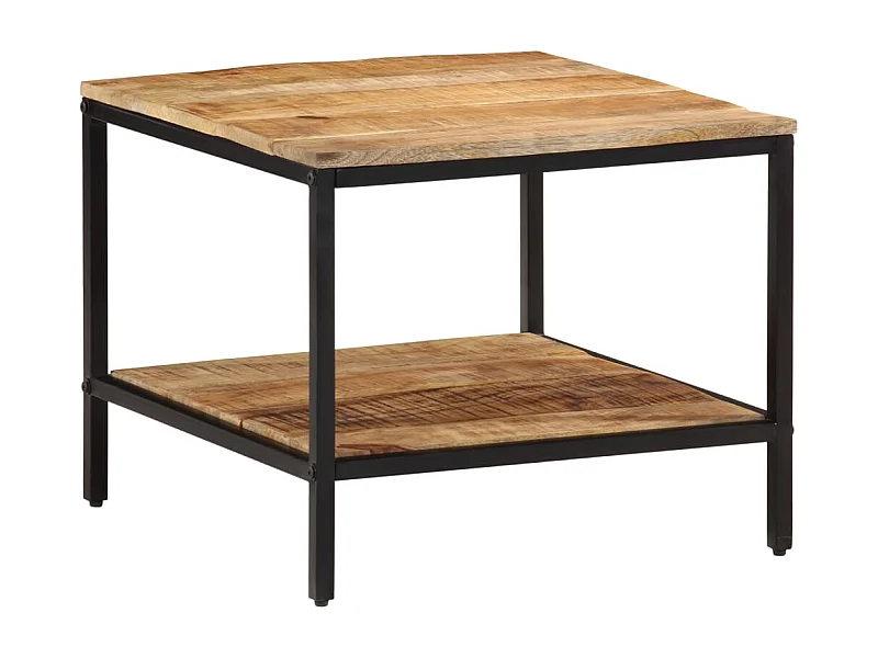Mesa de centro de madera maciza de mango rugosa 55x55x45 cm