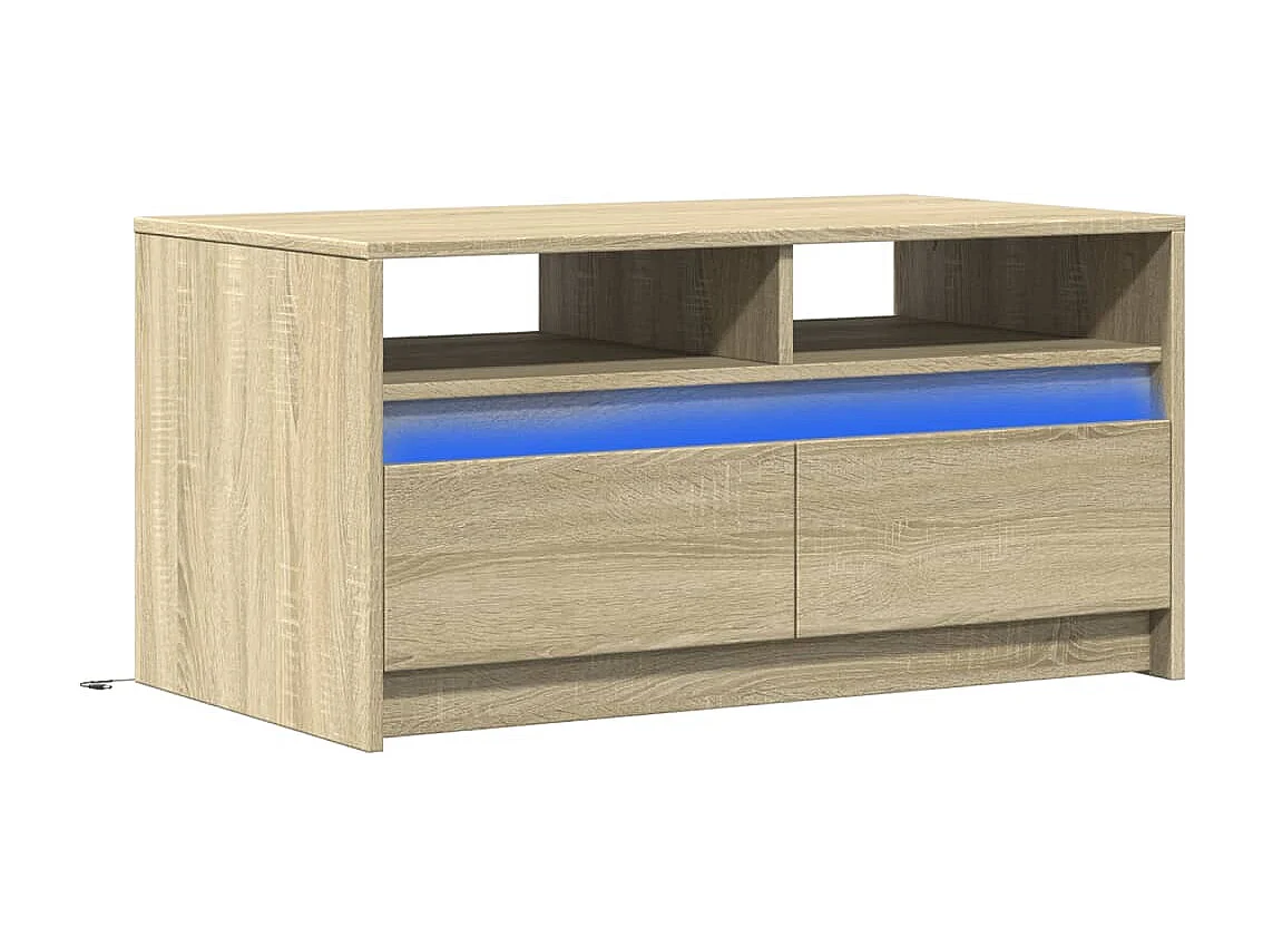 Table basse avec lumières LED chêne sonoma bois d'ingénierie