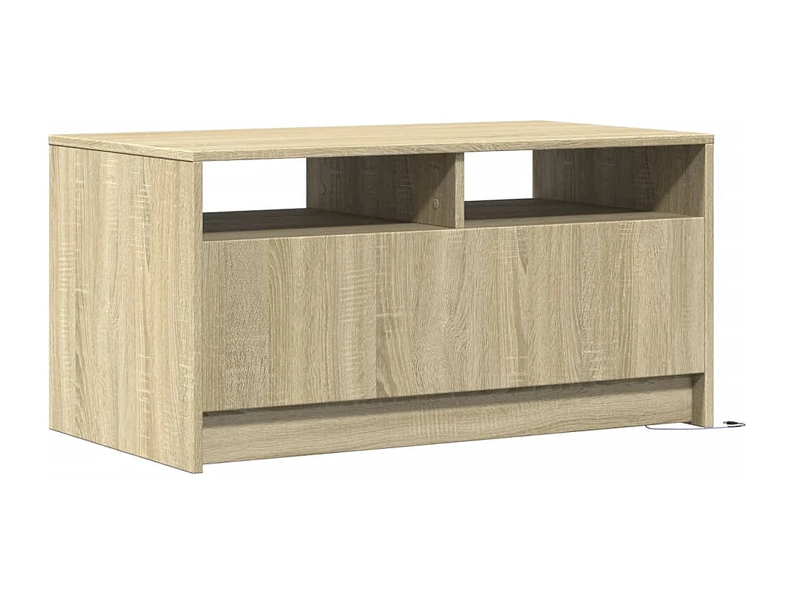 Table basse avec lumières LED chêne sonoma bois d'ingénierie