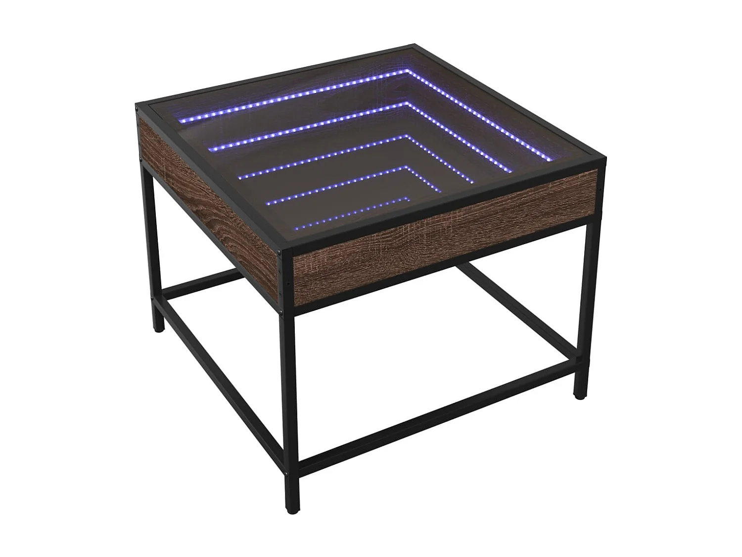 Table basse avec LED Infinity chêne marron 50x50x41 cm