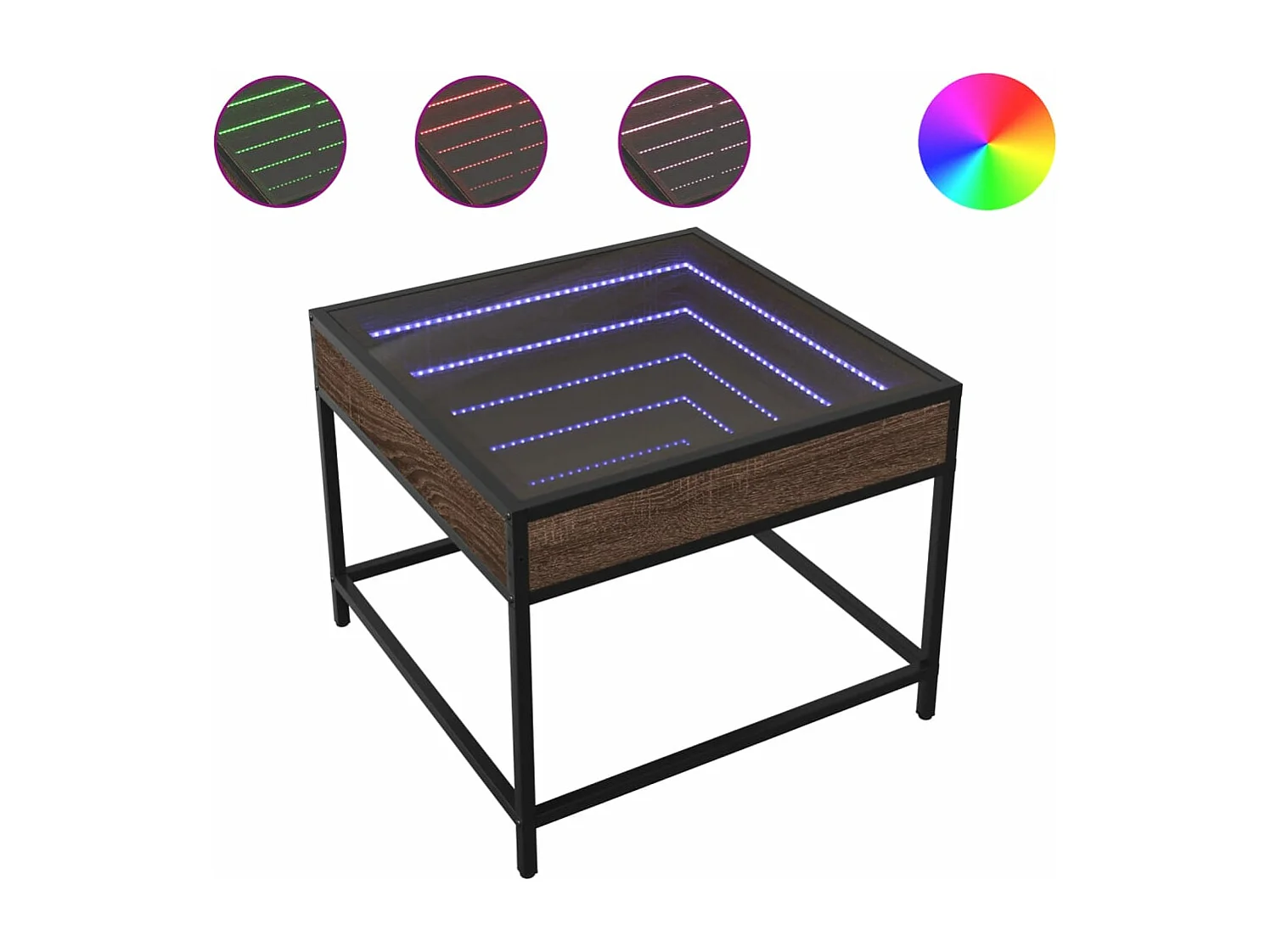 Salontafel met Infinity LED 50x50x41 cm bruin eikenkleurig