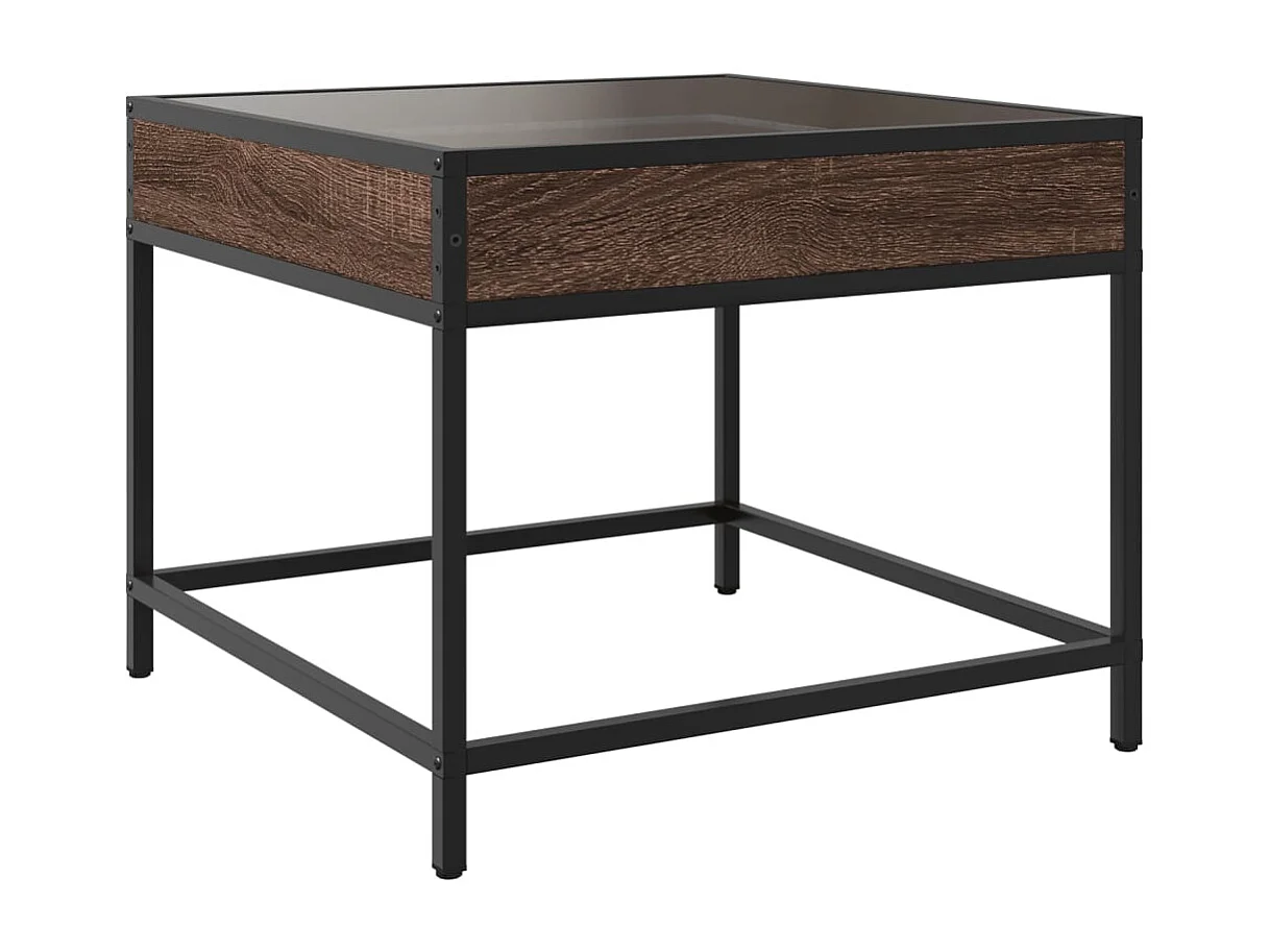 Salontafel met Infinity LED 50x50x41 cm bruin eikenkleurig