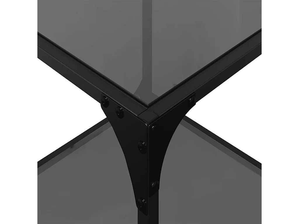 Mesa de centro superficie vidrio negra y acero 40x40x40 cm
