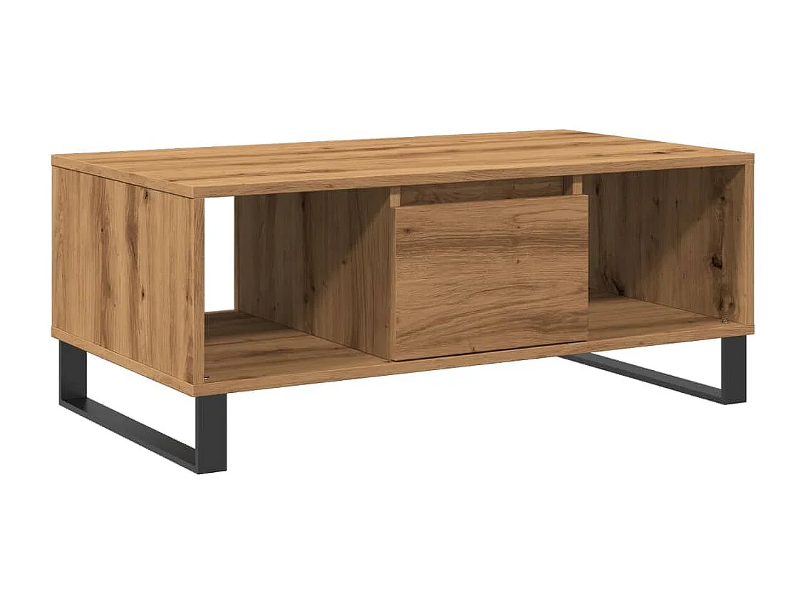 Table basse chêne artisanal 90x50x36,5 cm bois d'ingénierie