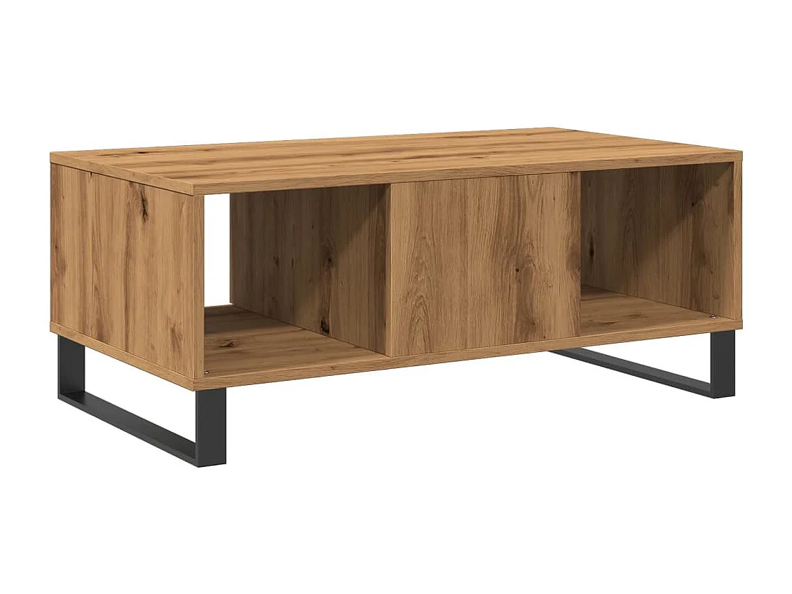 Table basse chêne artisanal 90x50x36,5 cm bois d'ingénierie