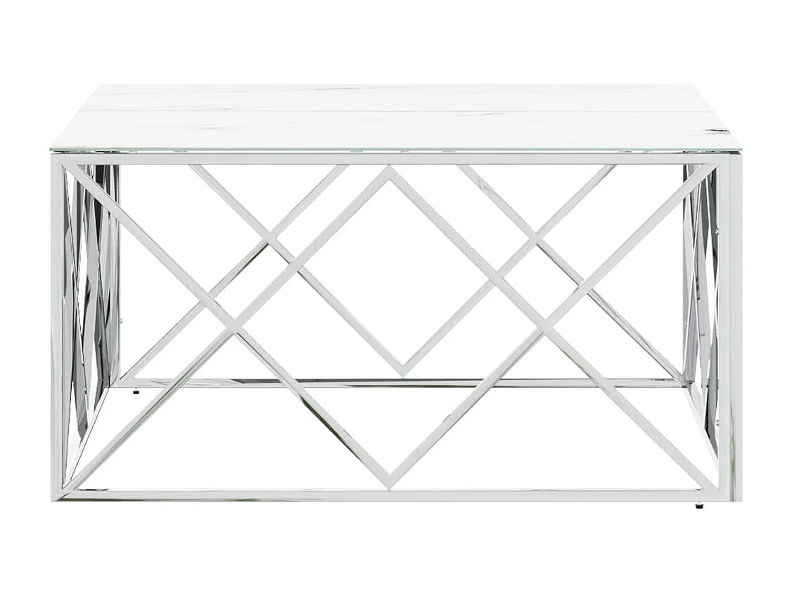Mesa de centro acero inoxidable y vidrio plateado 80x80x40 cm