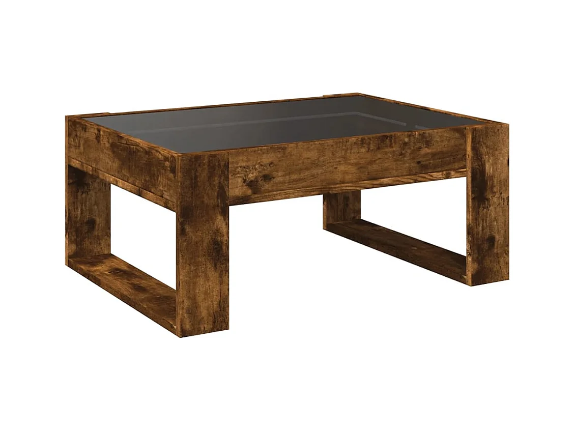 Table basse avec LED infini chêne fumé 70x53x30 cm