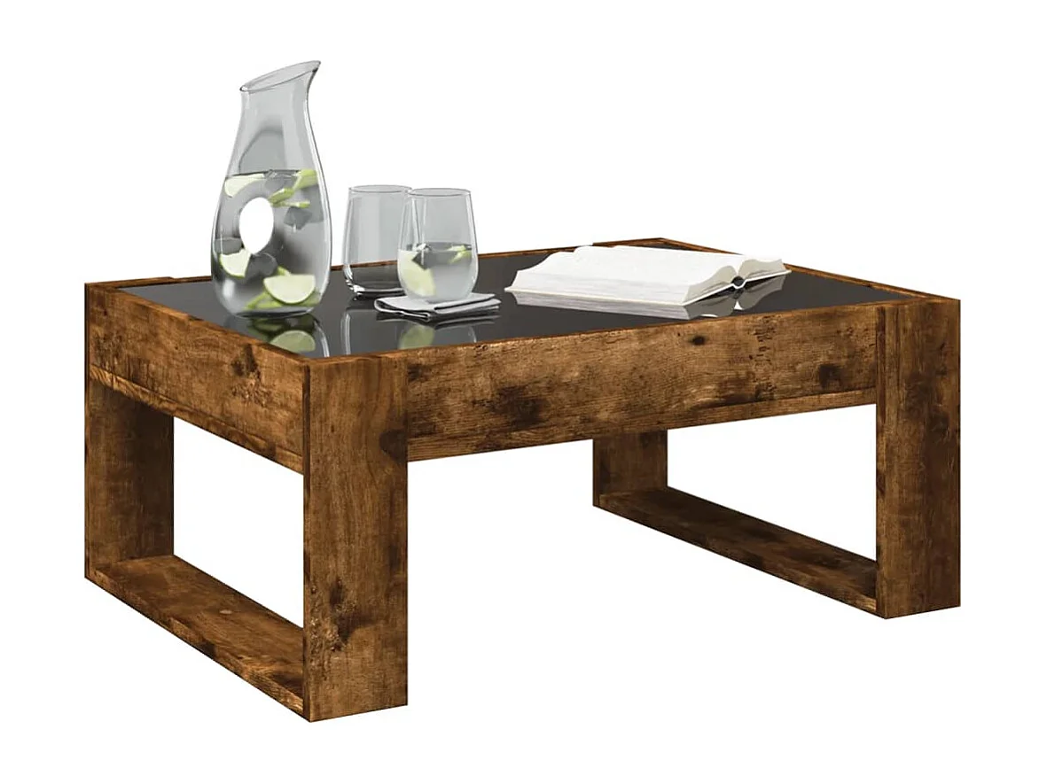 Table basse avec LED infini chêne fumé 70x53x30 cm