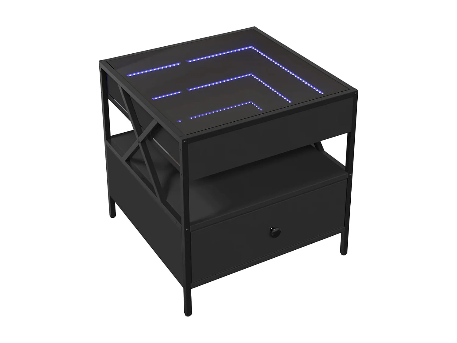Table basse avec LED Infinity noir 50x50x51 cm