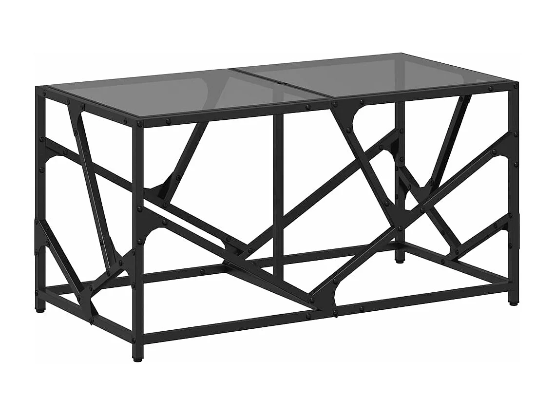 Table basse avec dessus en verre noir 78,5x40x41 cm acier