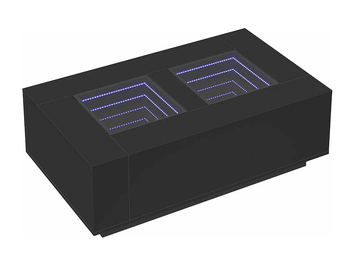 Table basse avec LED infini noir 116x69x40 cm