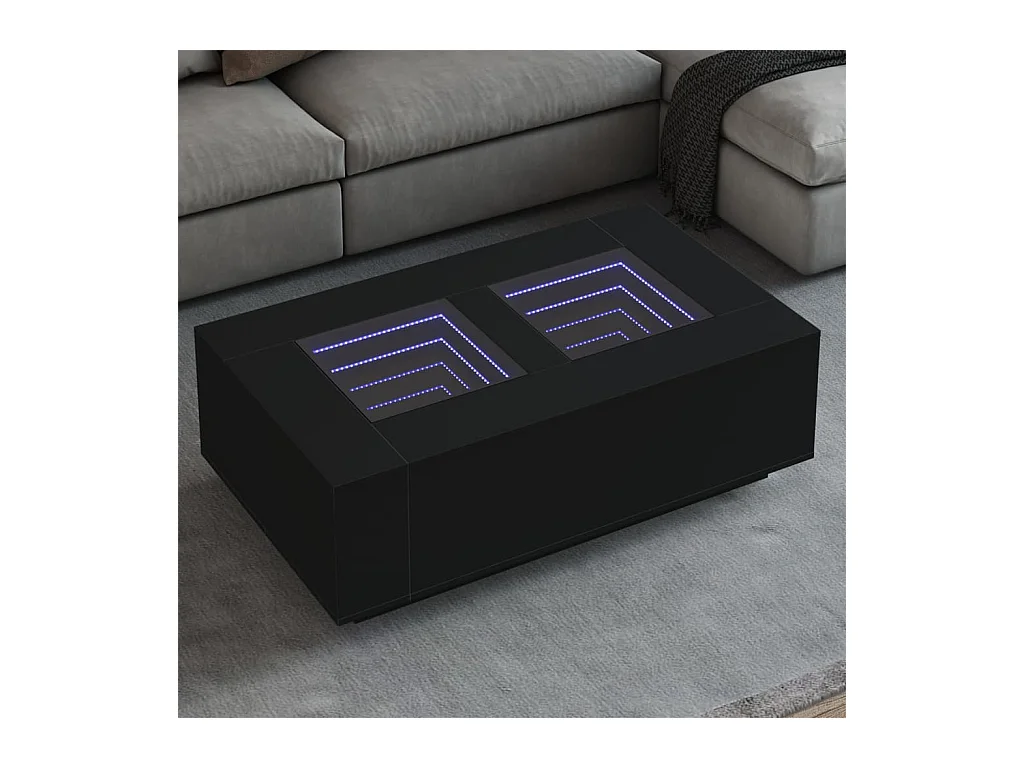 Table basse avec LED infini noir 116x69x40 cm
