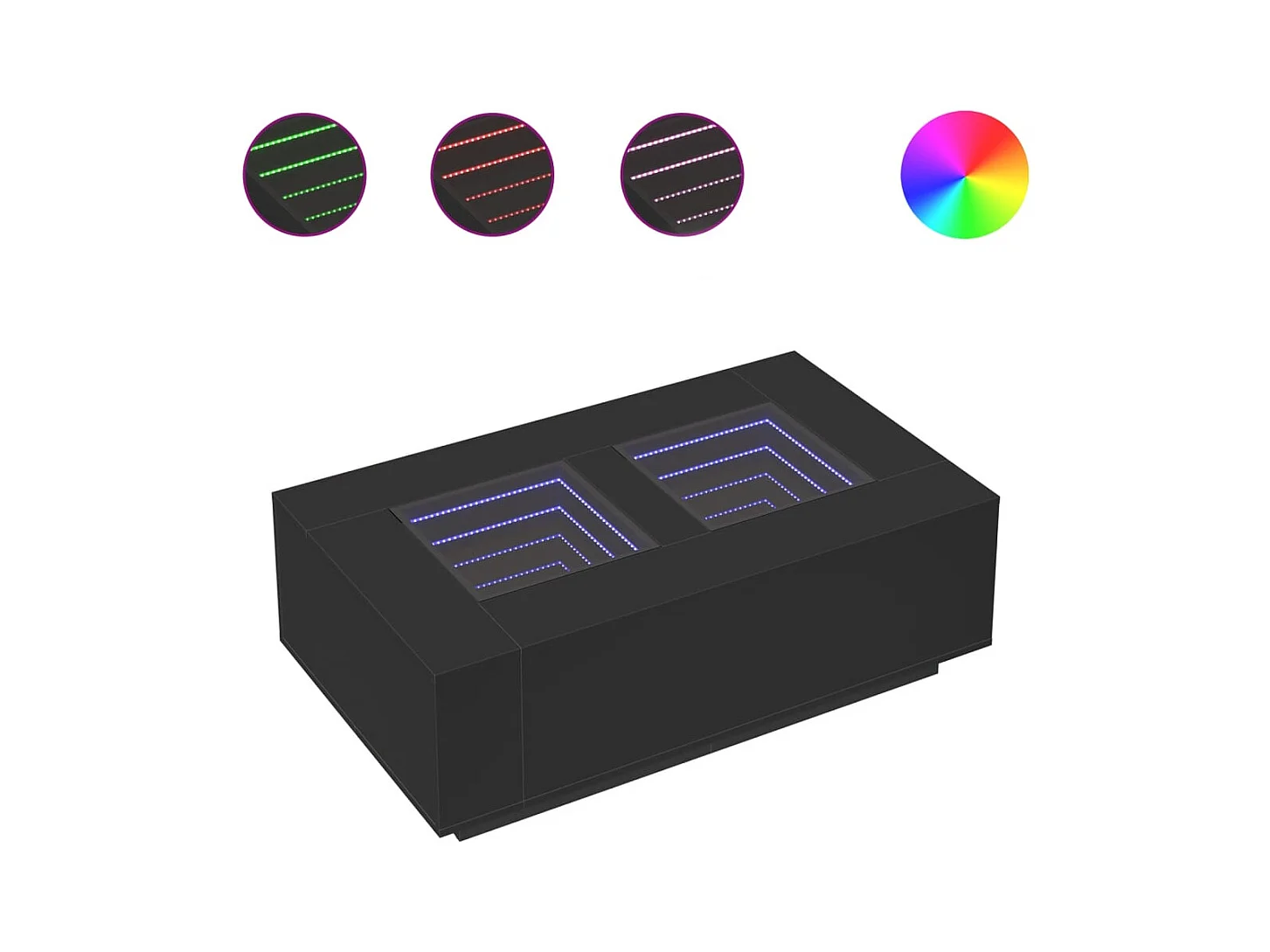 Table basse avec LED infini noir 116x69x40 cm