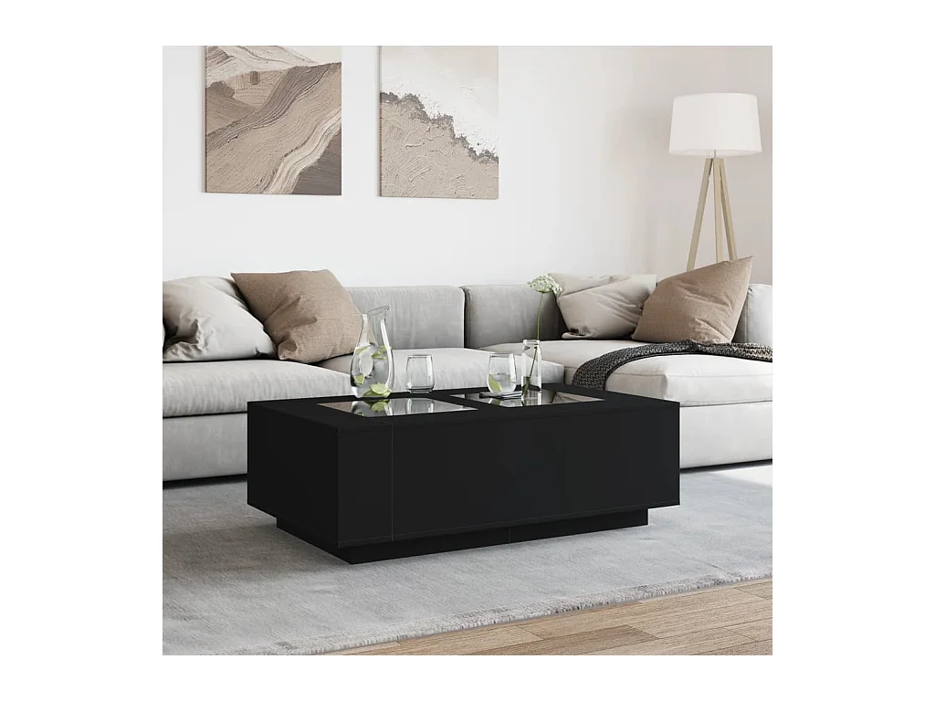 Table basse avec LED infini noir 116x69x40 cm