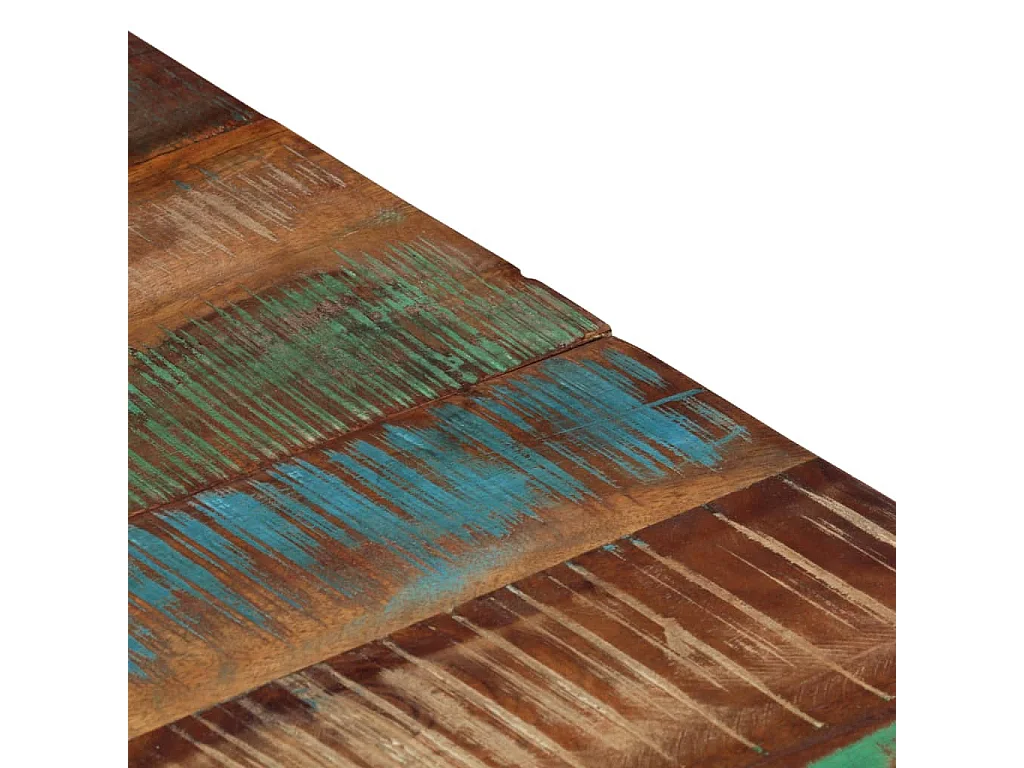 Table basse argenté acier inoxydable/bois massif récupération