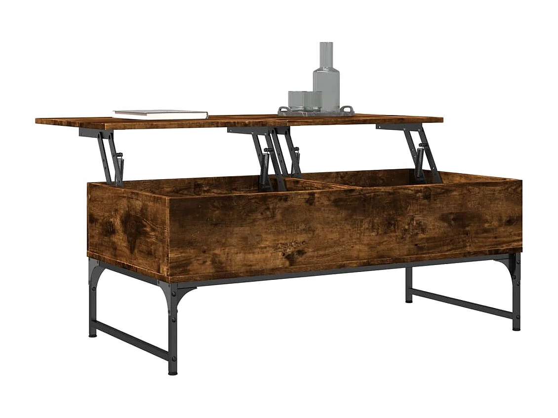 Salontafel 100x50x40 cm bewerkt hout en metaal gerookt eiken