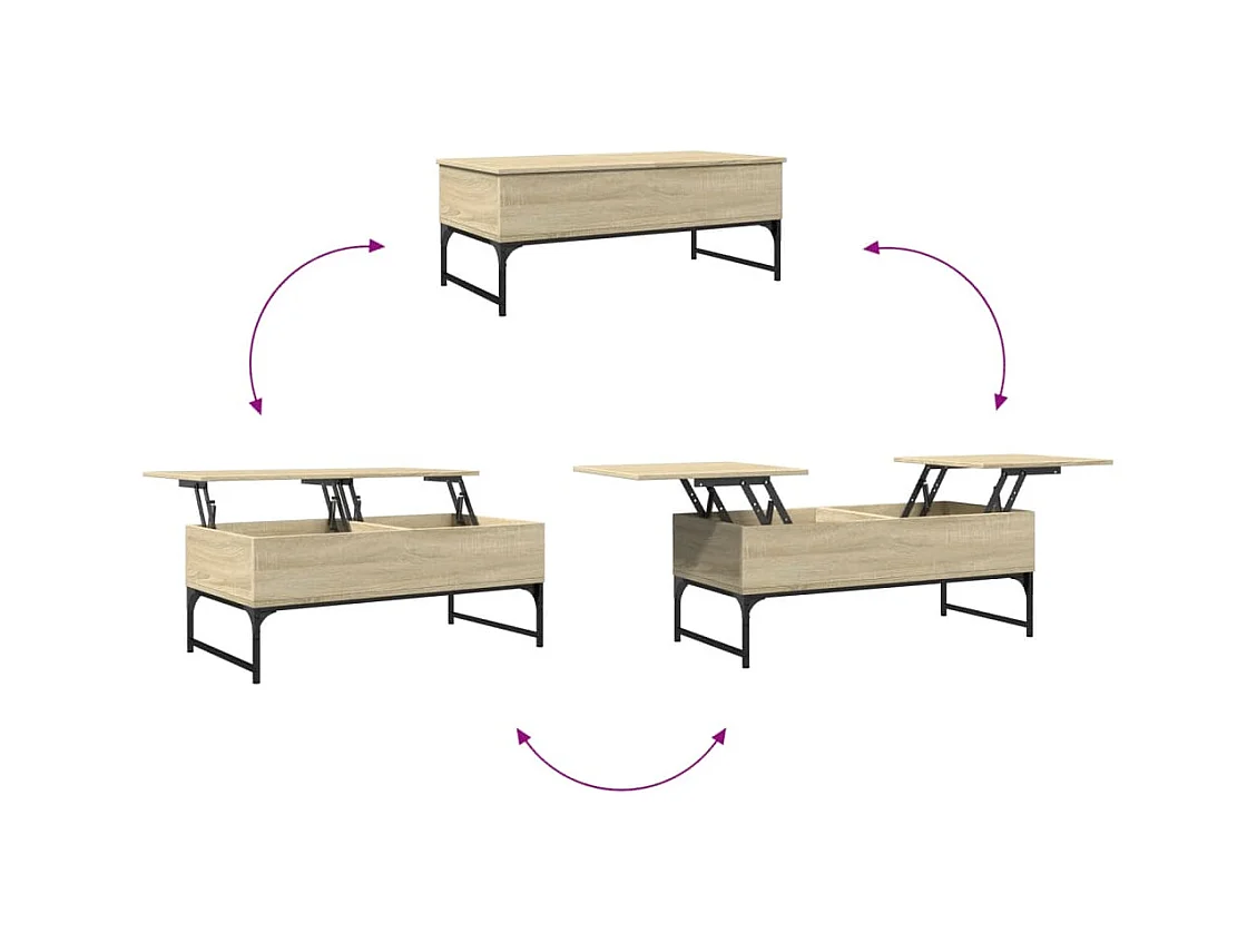Table basse chêne sonoma 100x50x40cm bois d'ingénierie et métal