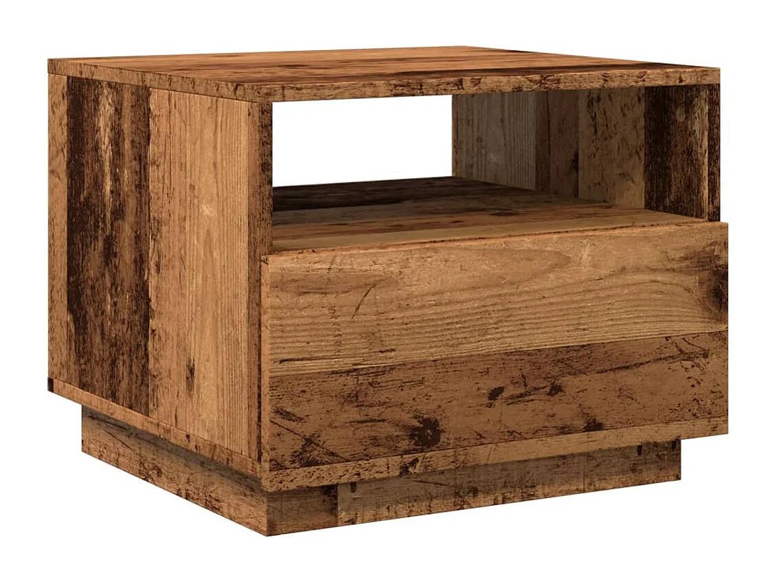 Table basse avec lumières LED vieux bois 50x49x40 cm