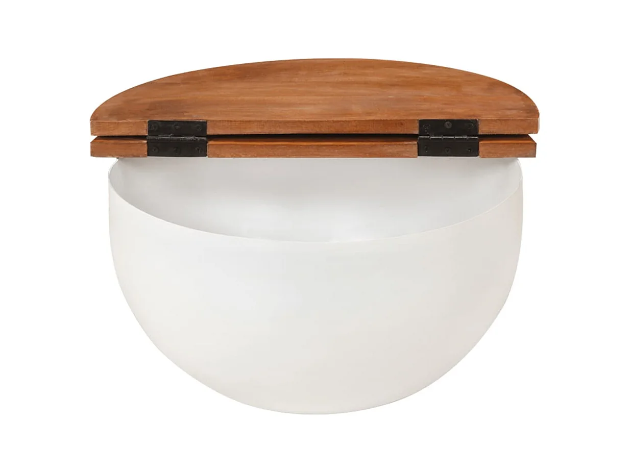 Table basse blanc 50x27 cm bois de récupération massif