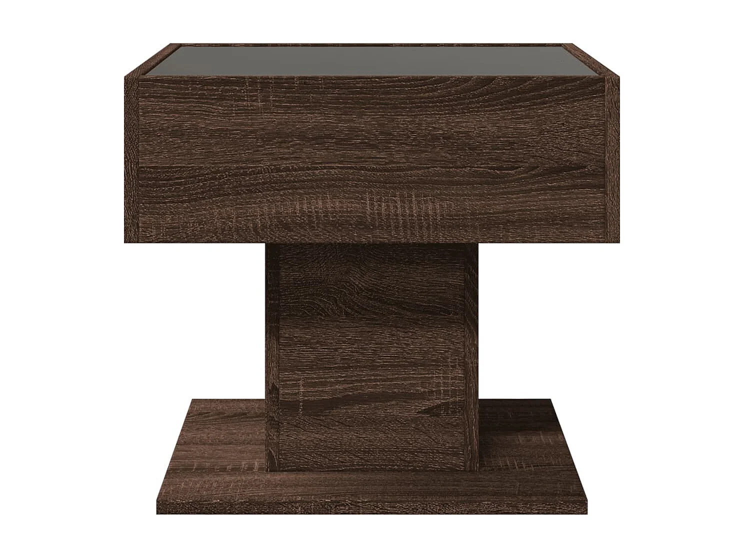 Salontafel met LED 50x50x45 cm bewerkt hout bruin eikenkleurig