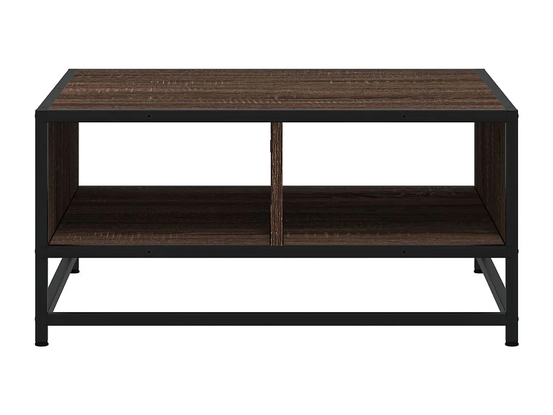 Table basse chêne marron 60,5x60,5x30cm bois d'ingénierie/métal