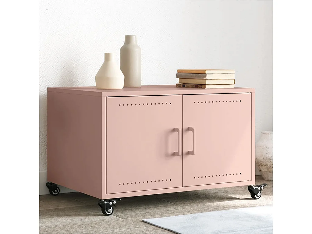 Mesa de centro acero laminado en frío rosa 68x50x43,5 cm