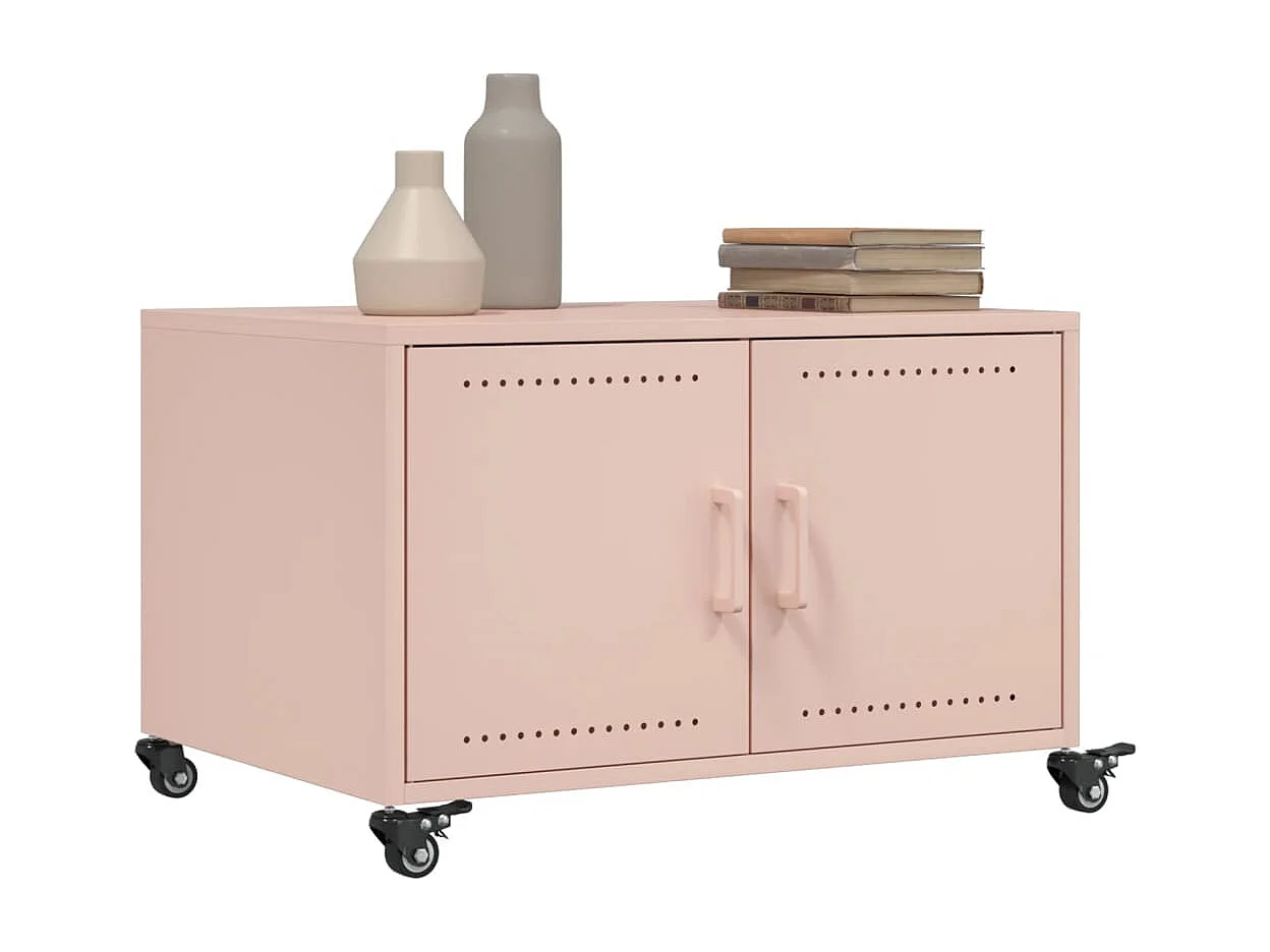 Salontafel 68x50x43,5 cm staal roze