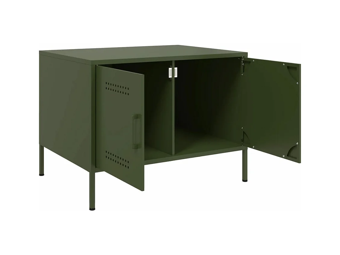 Table basse vert olive 68x50x50,5 cm acier laminé à froid