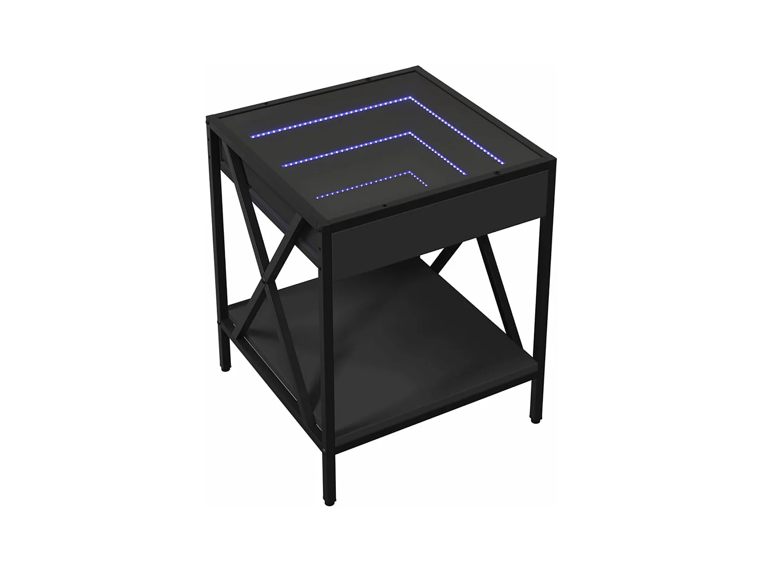 Table basse avec LED Infinity noir 40x40x49 cm