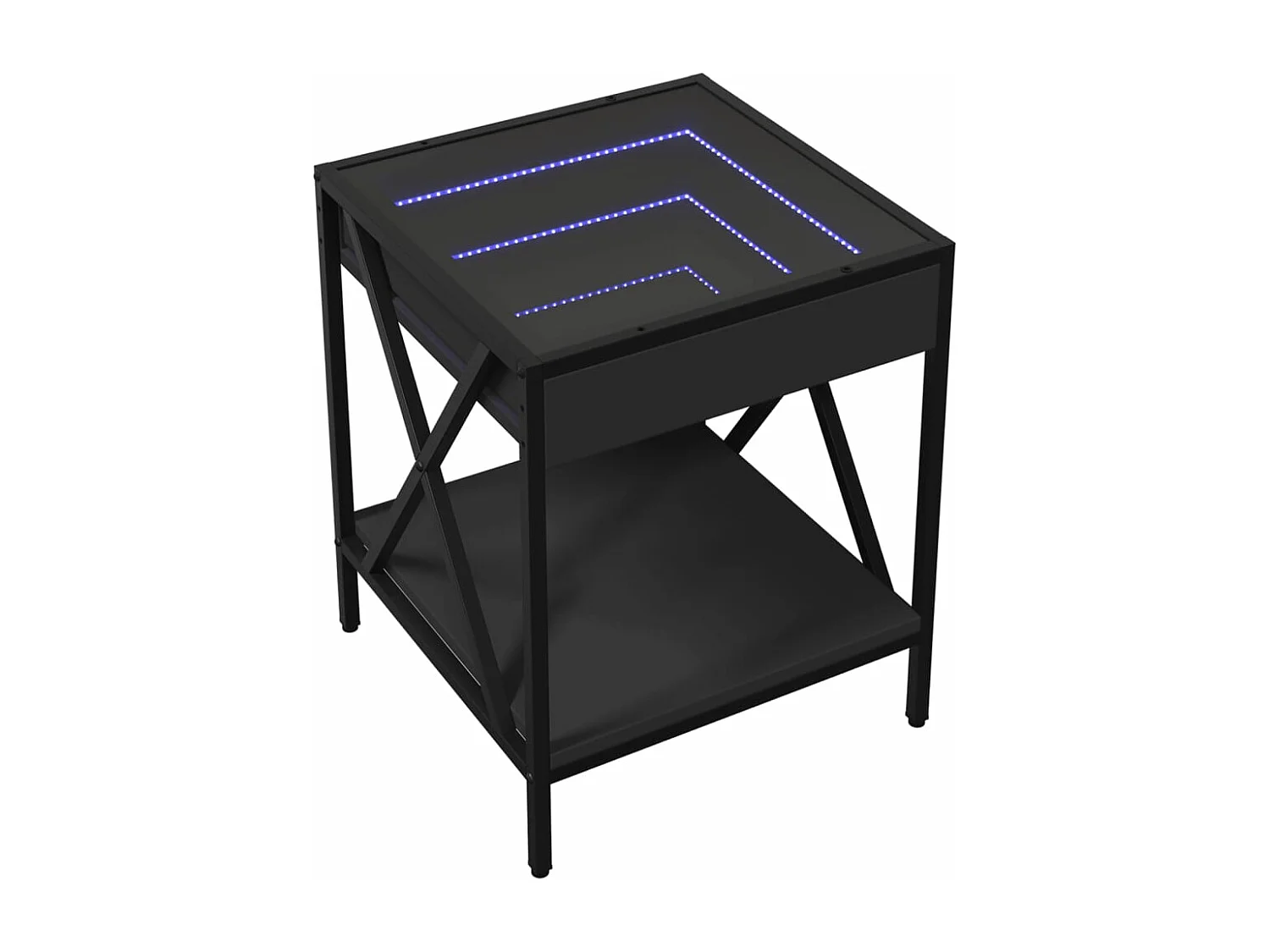 Table basse avec LED Infinity noir 40x40x49 cm