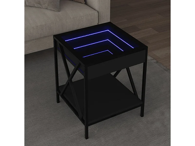 Table basse avec LED Infinity noir 40x40x49 cm