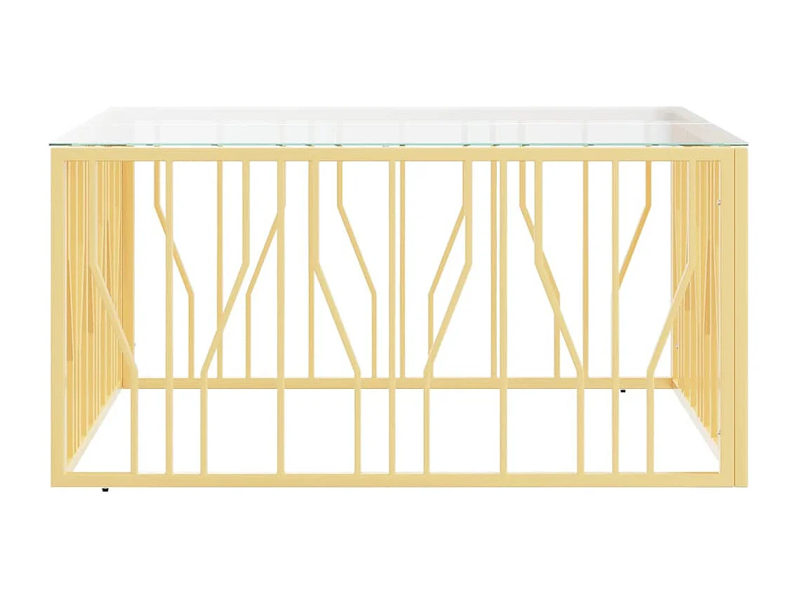 Mesa de centro acero inoxidable y vidrio 100x100x50 cm