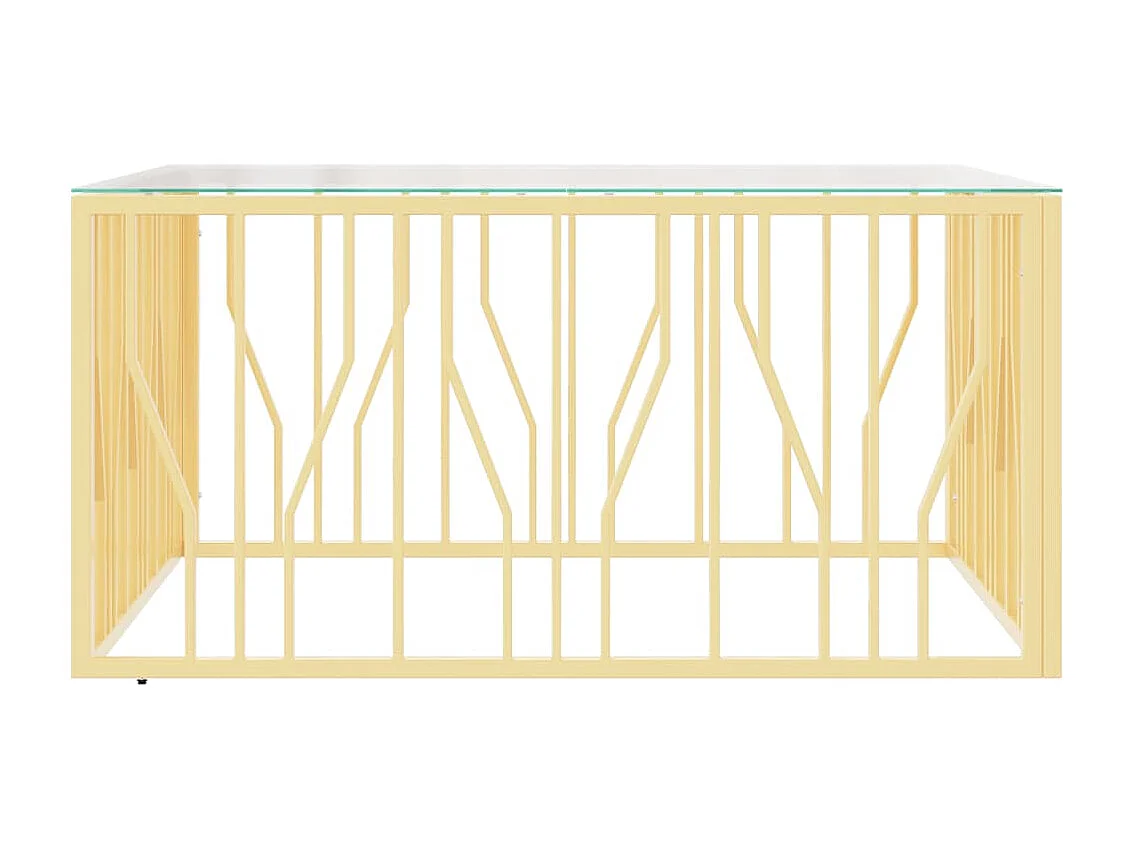 Table basse 100x100x50 cm acier inoxydable et verre