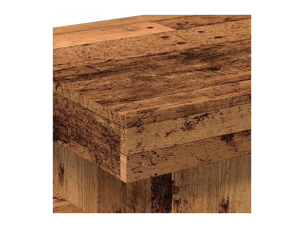 Table basse avec lumières LED vieux bois 50x50x40 cm