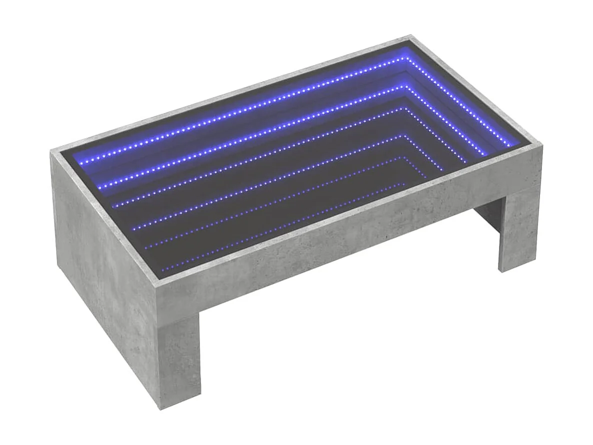 Table basse avec LED infini gris béton 90x50x30 cm