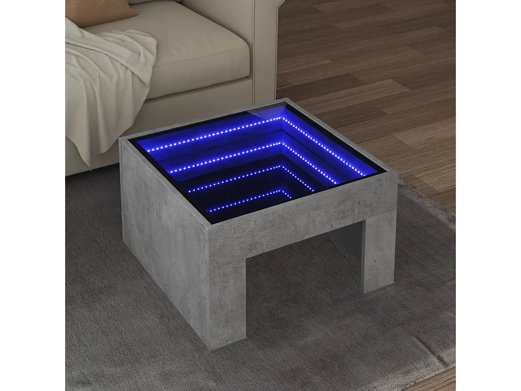 Mesa de centro con Infinity LED gris hormigón 50x50x30 cm