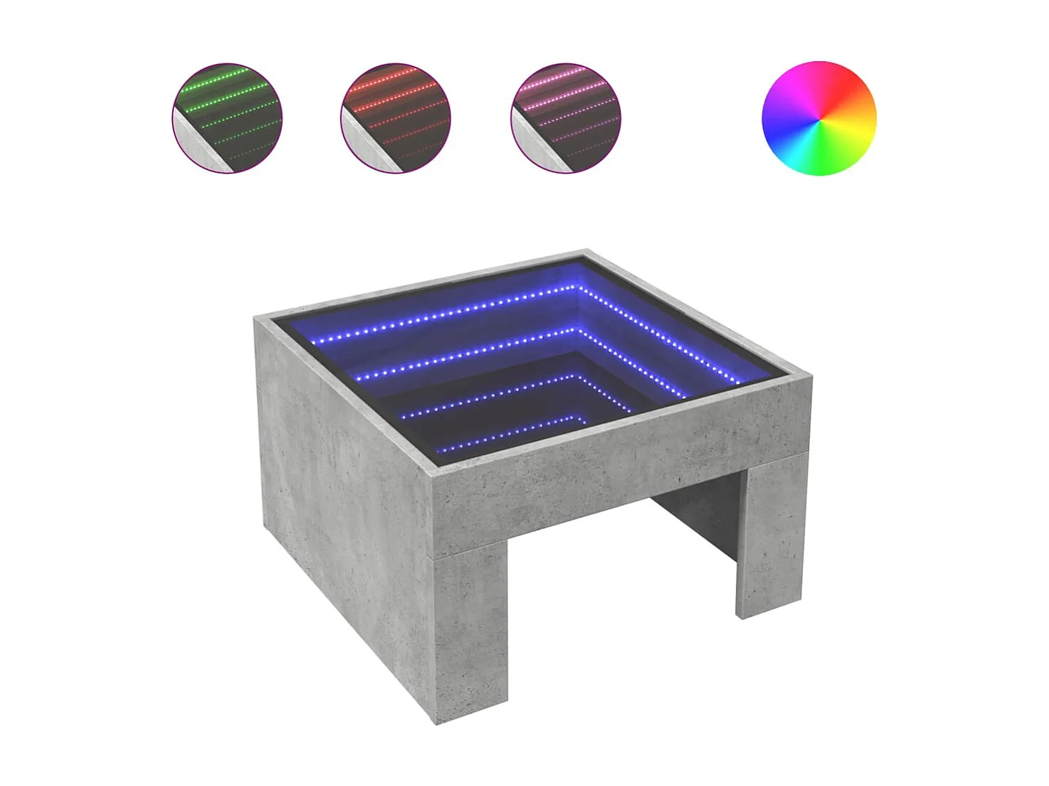 Mesa de centro con Infinity LED gris hormigón 50x50x30 cm