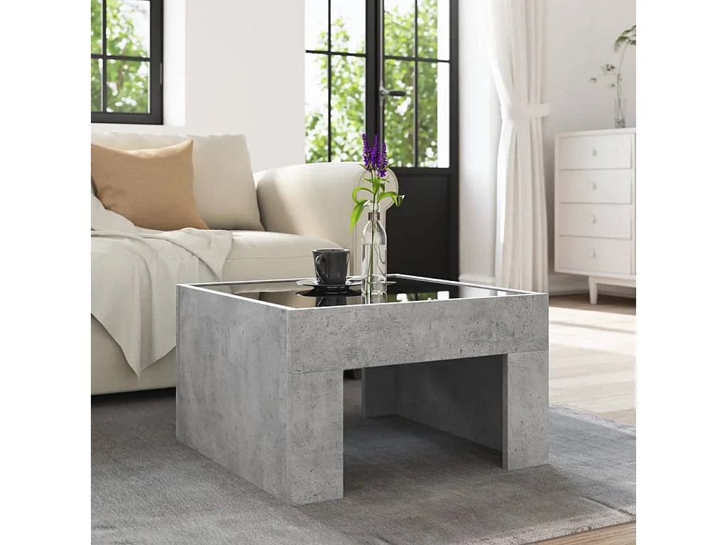 Mesa de centro con Infinity LED gris hormigón 50x50x30 cm