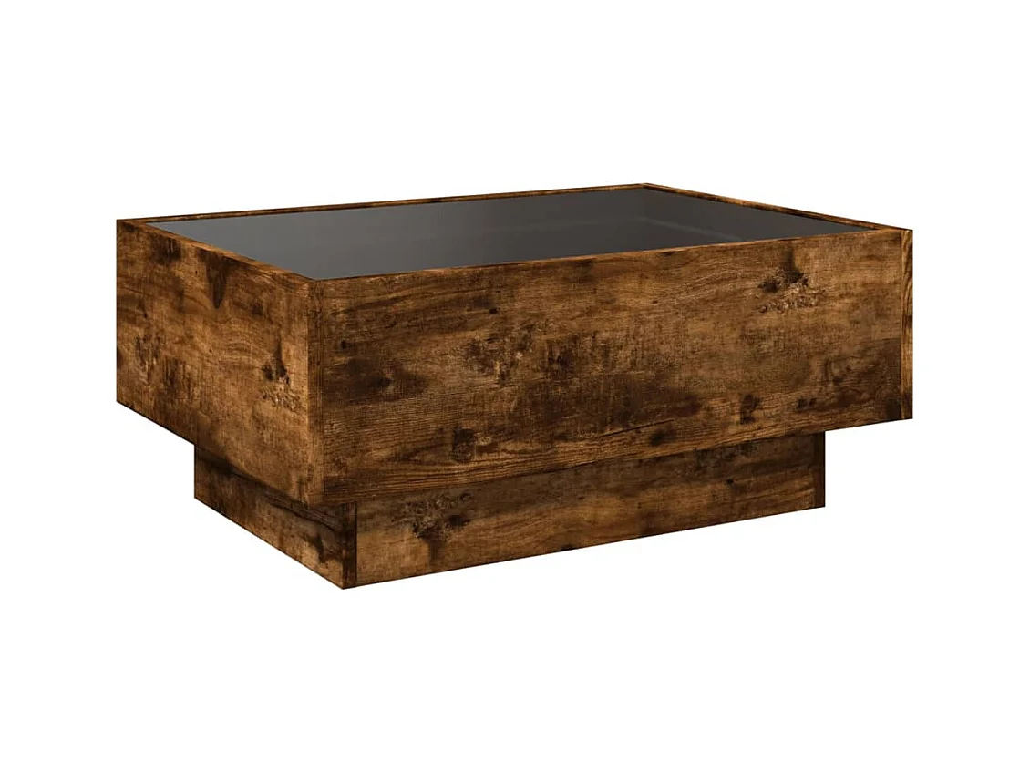 Table basse avec LED chêne fumé 70x50x30 cm bois d'ingénierie